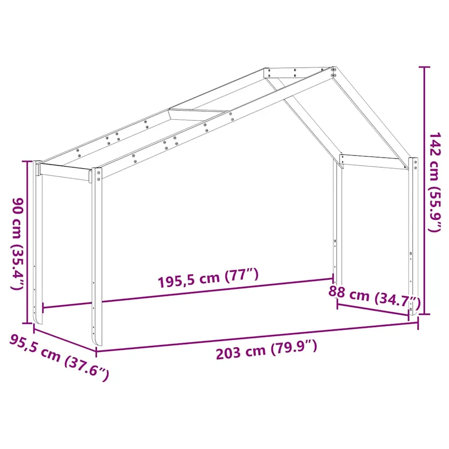 Toit de lit pour enfants 203x95,5x142 cm bois de pin massif - 9