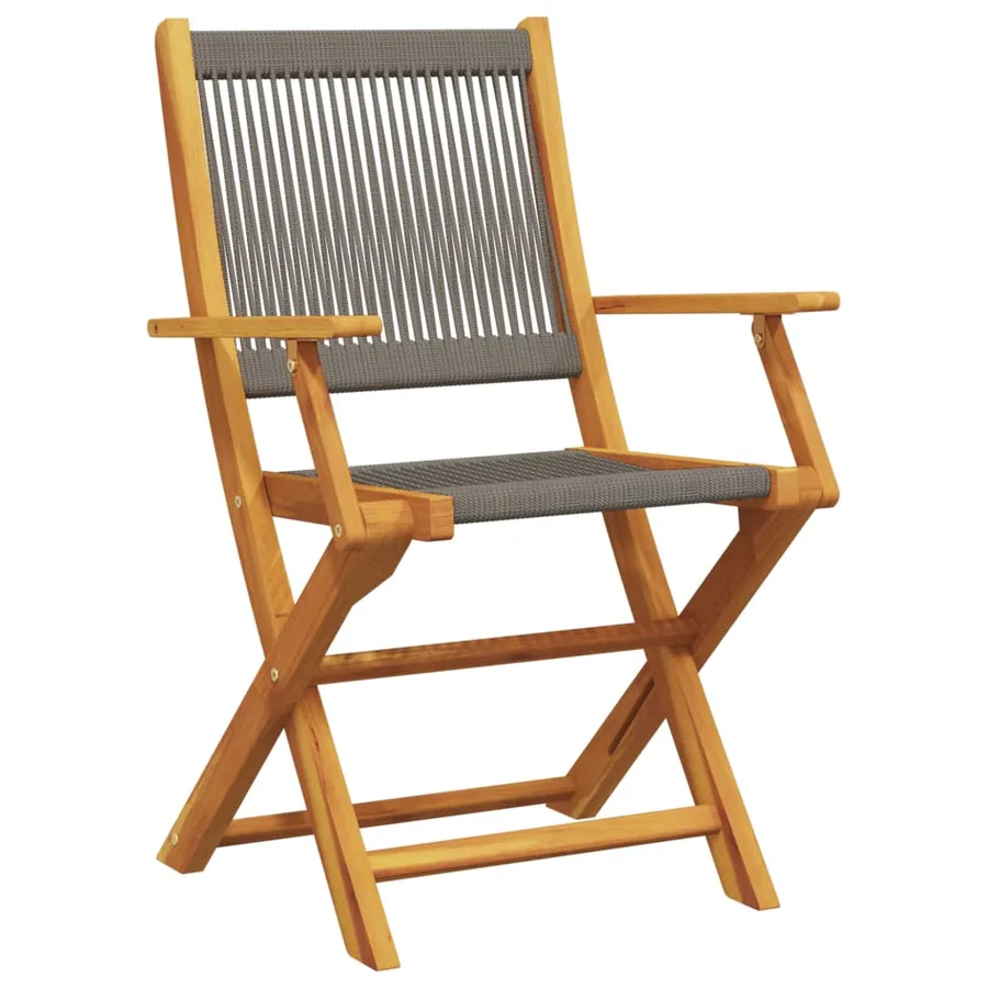 Chaises de jardin pliables lot de 8 gris bois d'acacia massif - 3