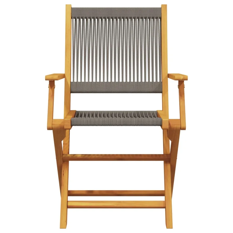 Chaises de jardin pliables lot de 8 gris bois d'acacia massif - 4