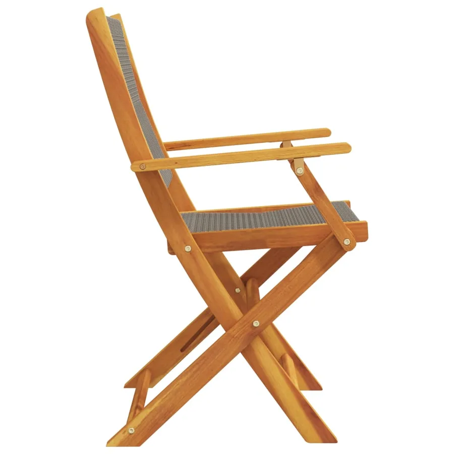 Chaises de jardin pliables lot de 8 gris bois d'acacia massif - 5