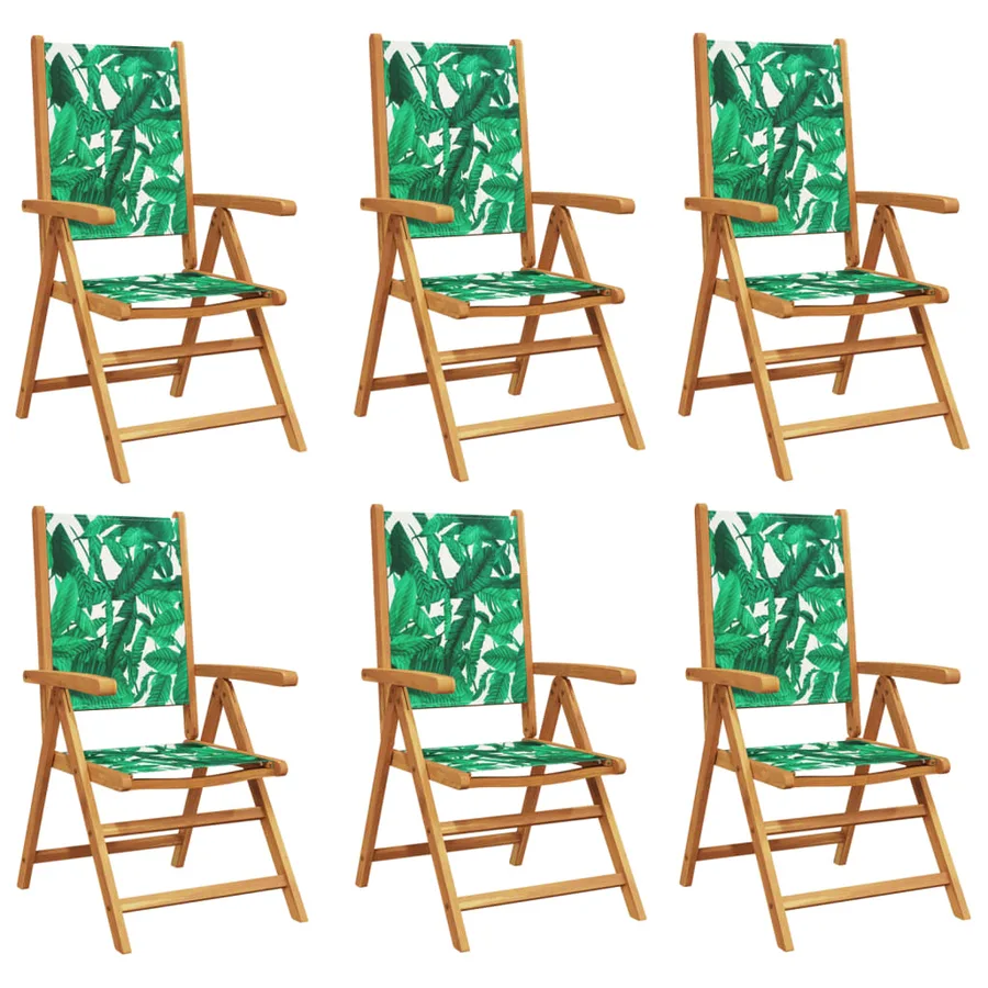Chaises inclinables de jardin lot de 6 vert tissu bois massif - 2