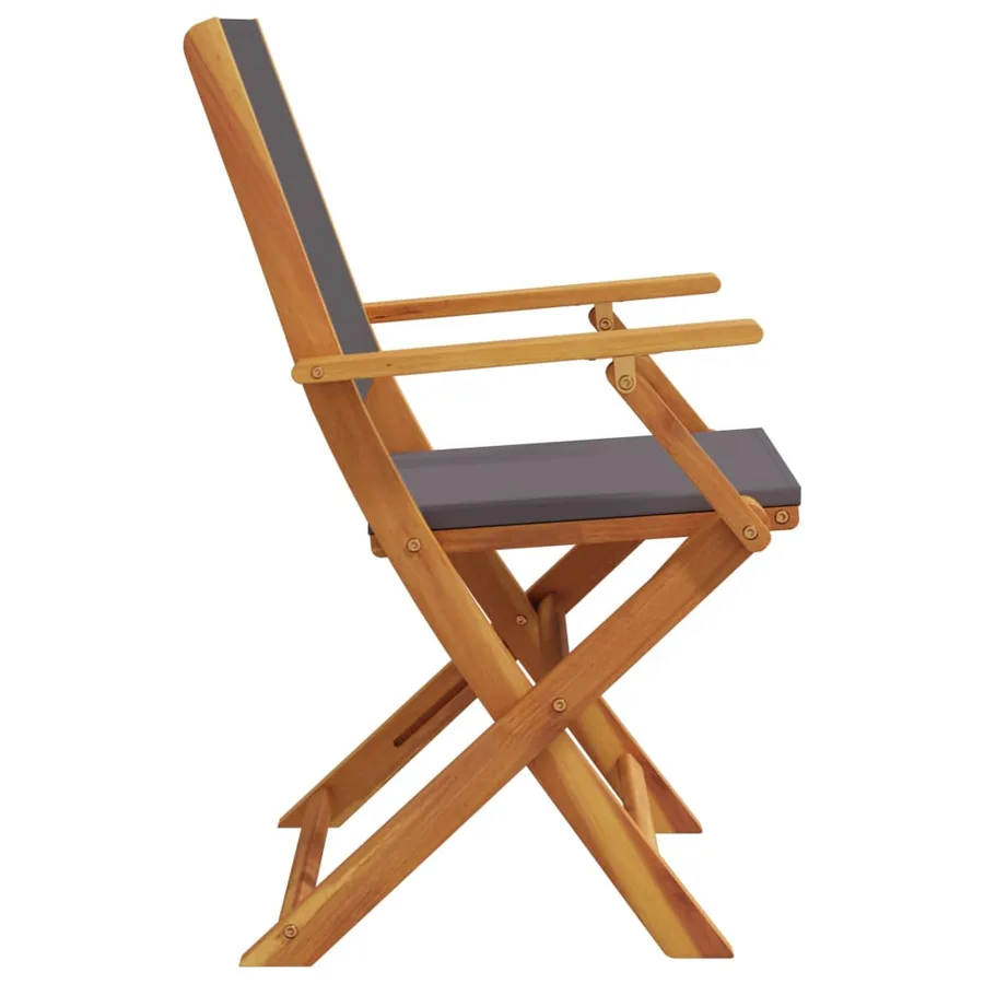 Chaises de jardin pliantes lot de 8 tissu et bois massif - 5