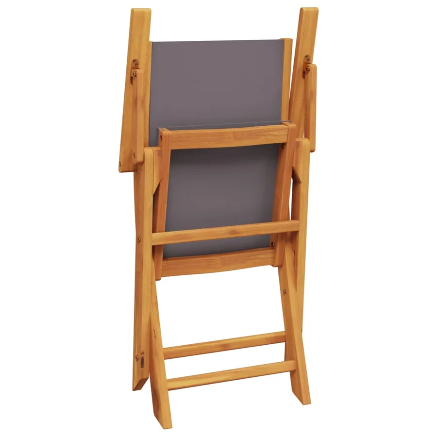Chaises de jardin pliantes lot de 8 tissu et bois massif - 7