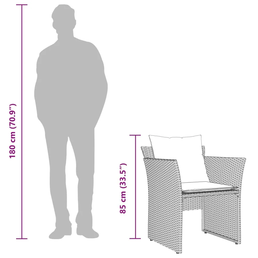 Chaise de jardin avec tabouret beige résine tressée - 11