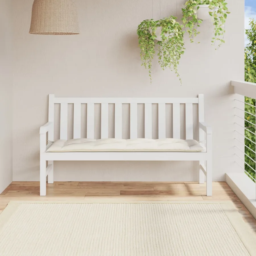 Coussin de banc de jardin crème mélangé 150x50x7 cm tissu - 3