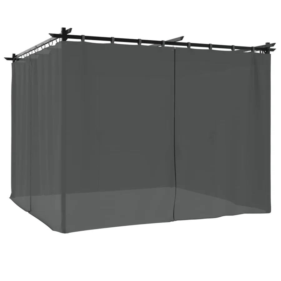 Tonnelle avec rideaux anthracite 3x3 m acier - 2