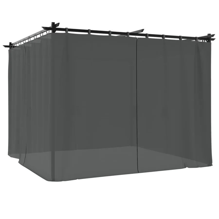 Tonnelle avec rideaux anthracite 3x3 m acier - 6