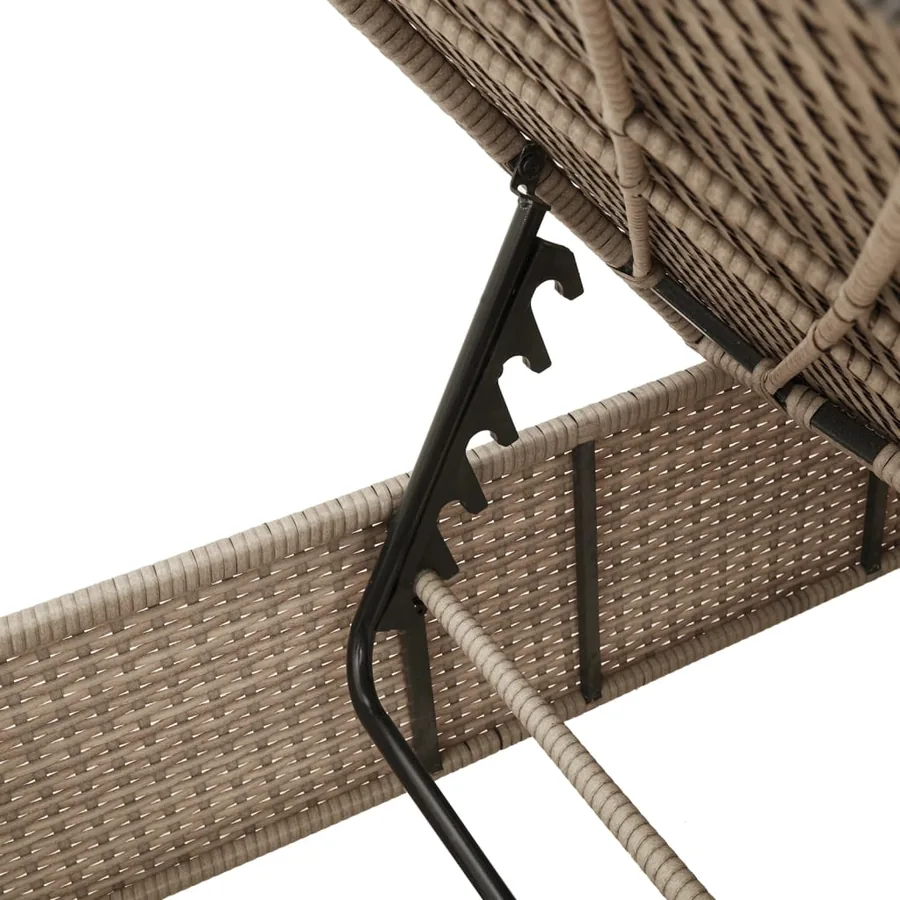 Chaise longue avec table et coussin noir résine tressée - 32