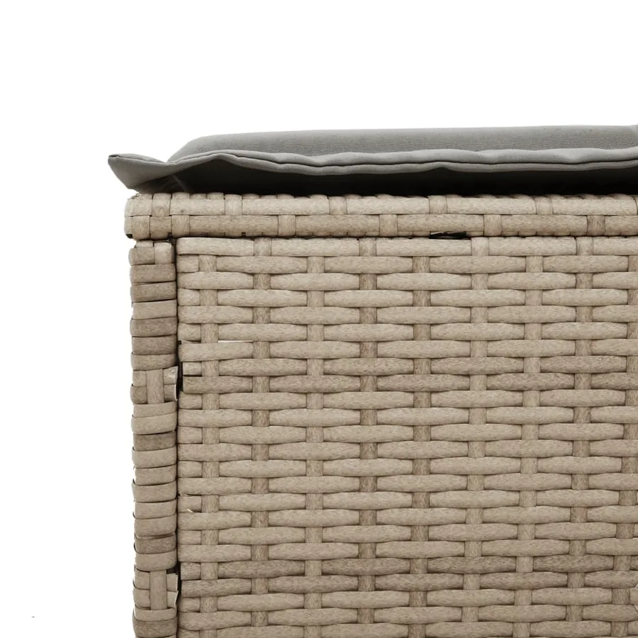 Chaise longue avec table et coussin noir résine tressée - 33