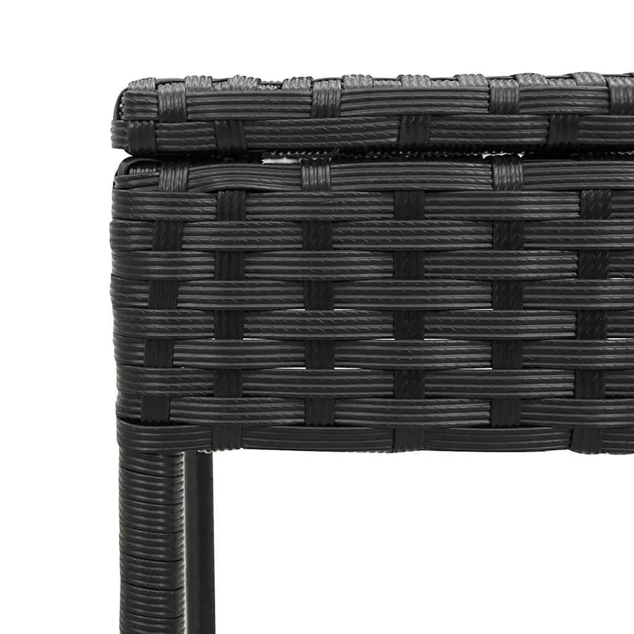 Chaise longue avec table et coussin noir résine tressée - 58