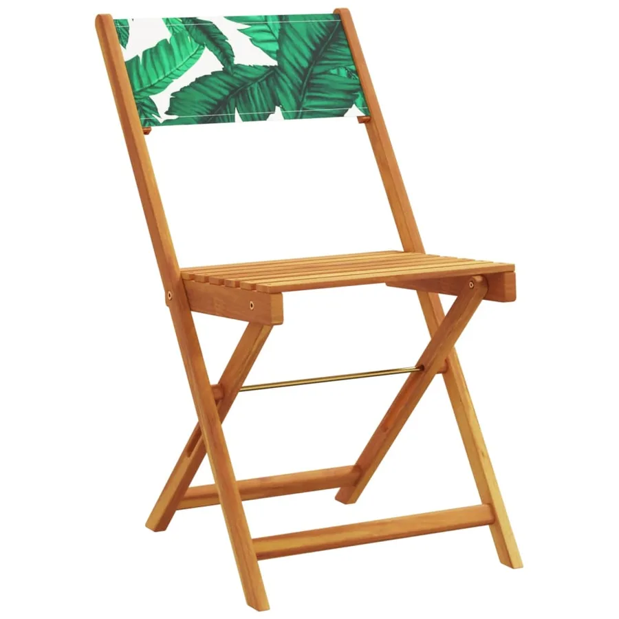 Ensemble à manger de jardin 5 pcs motif de feuilles tissu bois - 3