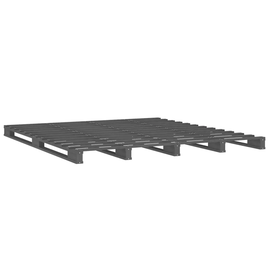 Lit de palette sans matelas gris 140x190 cm bois massif - 4