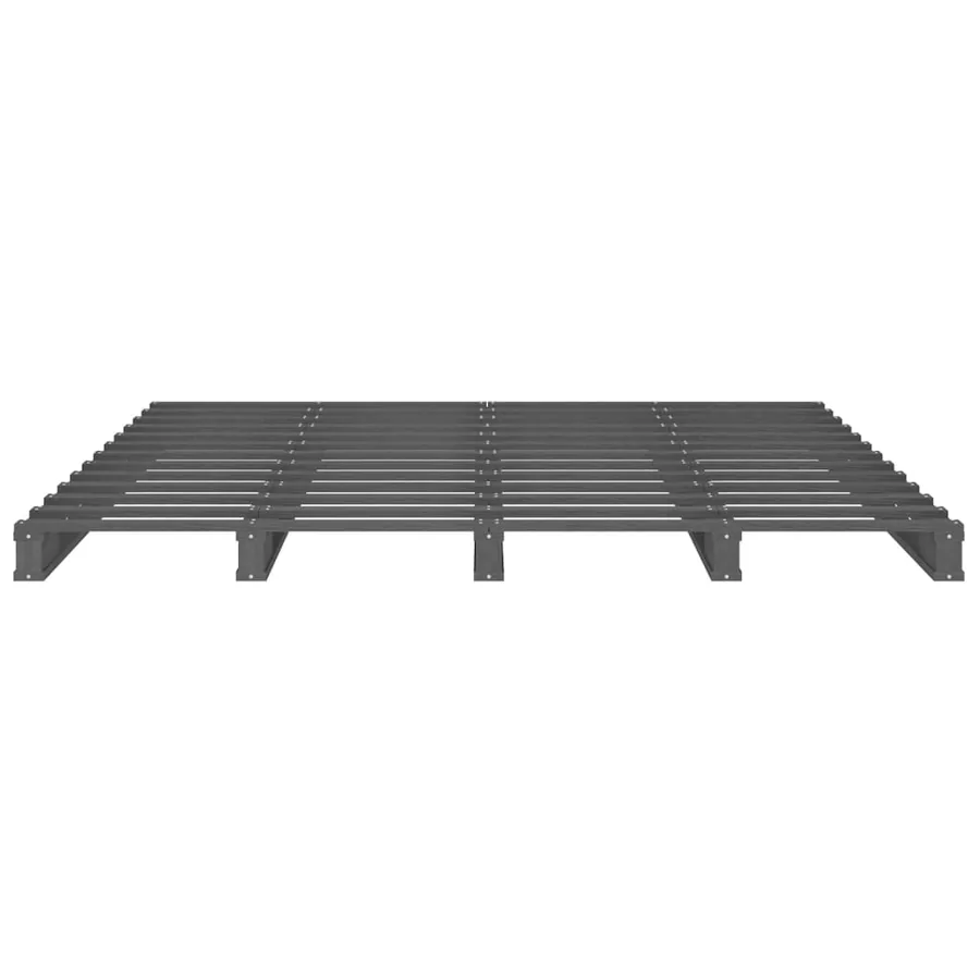 Lit de palette sans matelas gris 140x190 cm bois massif - 5