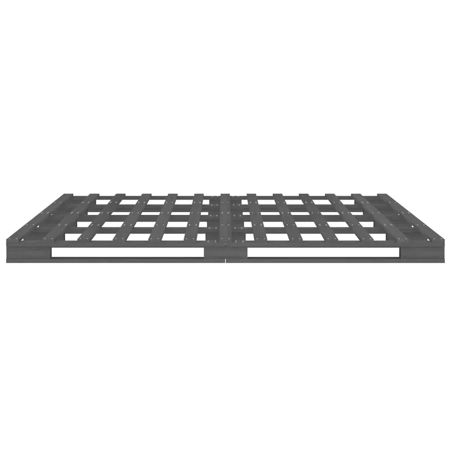 Lit de palette sans matelas gris 140x190 cm bois massif - 6