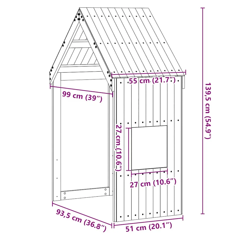 Toit de lit pour enfants 55x99x139,5 cm bois de pin massif - 9