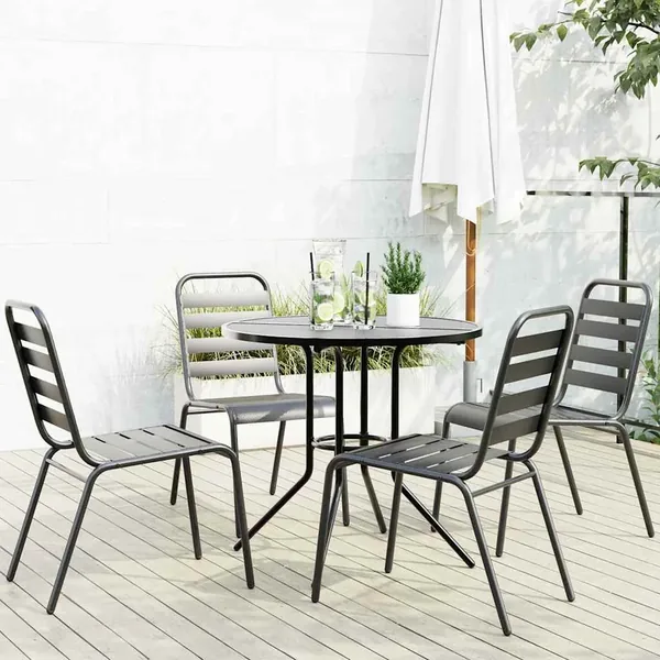 Ensemble de chaises de jardin empilables 5 pcs anthracite