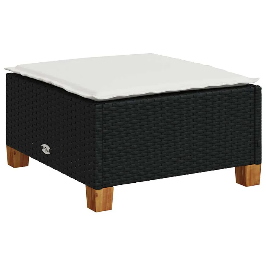 Salon de jardin 5 pcs avec coussins noir résine tressée - 4