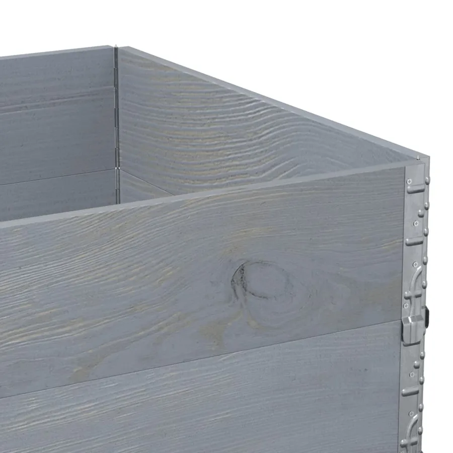 Jardinière gris 120x80 cm bois massif de pin - 7