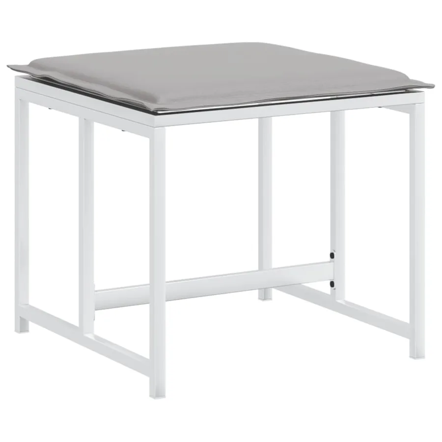 Tabourets de jardin avec coussins 4pcs blanc acier et textilène - 5