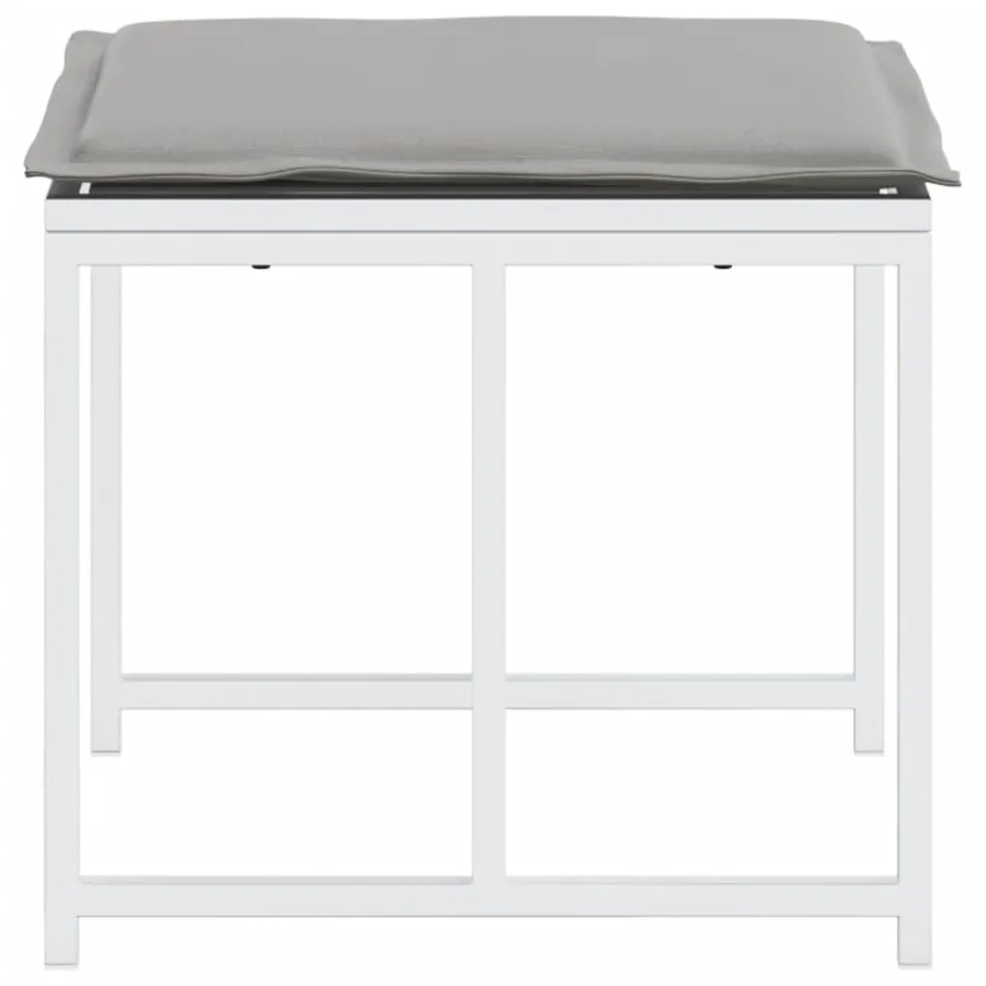 Tabourets de jardin avec coussins 4pcs blanc acier et textilène - 6