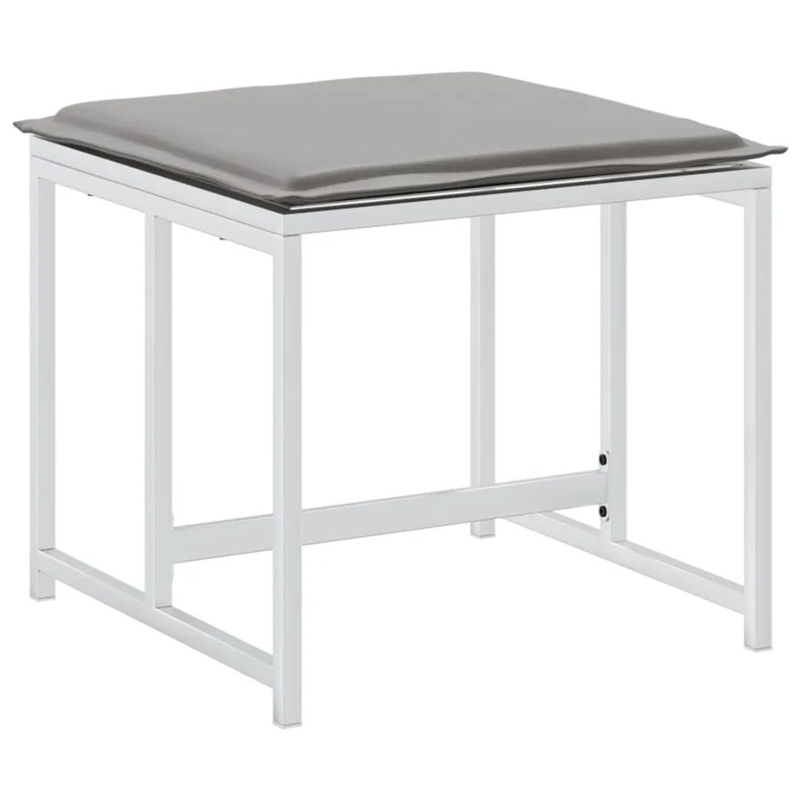 Tabourets de jardin avec coussins 4pcs blanc acier et textilène - 7