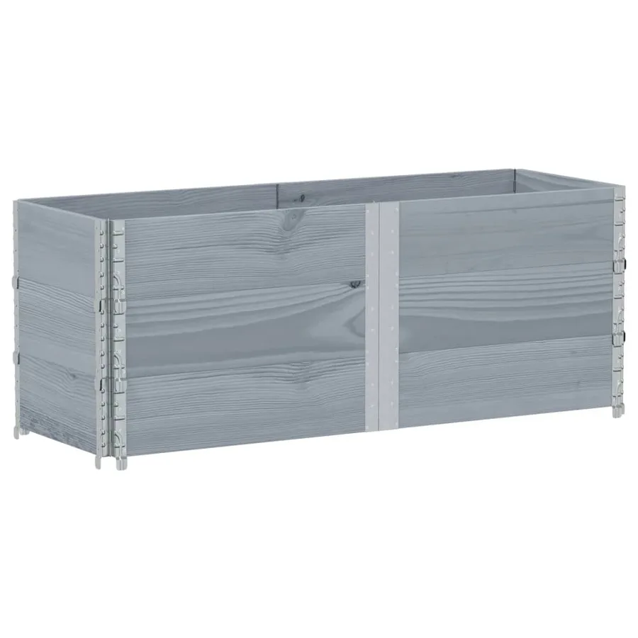 Jardinière gris 150x50 cm bois massif de pin - 2