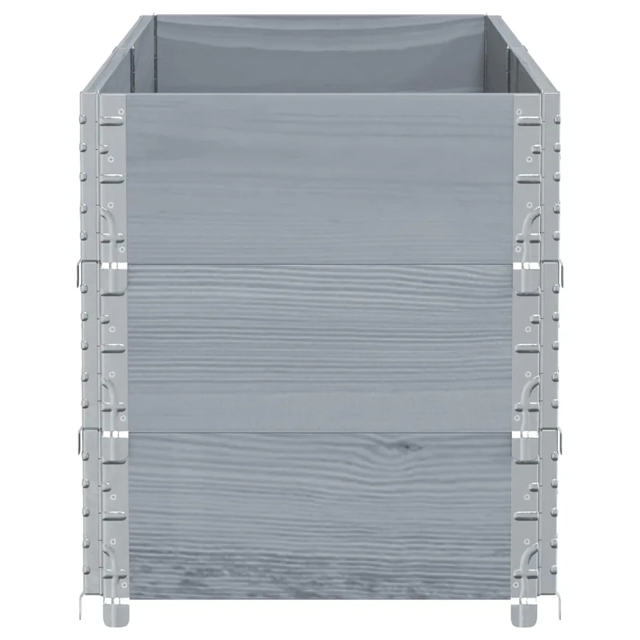 Jardinière gris 150x50 cm bois massif de pin - 4