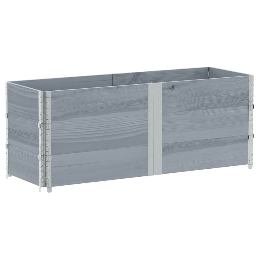 Jardinière gris 150x50 cm bois massif de pin - 5