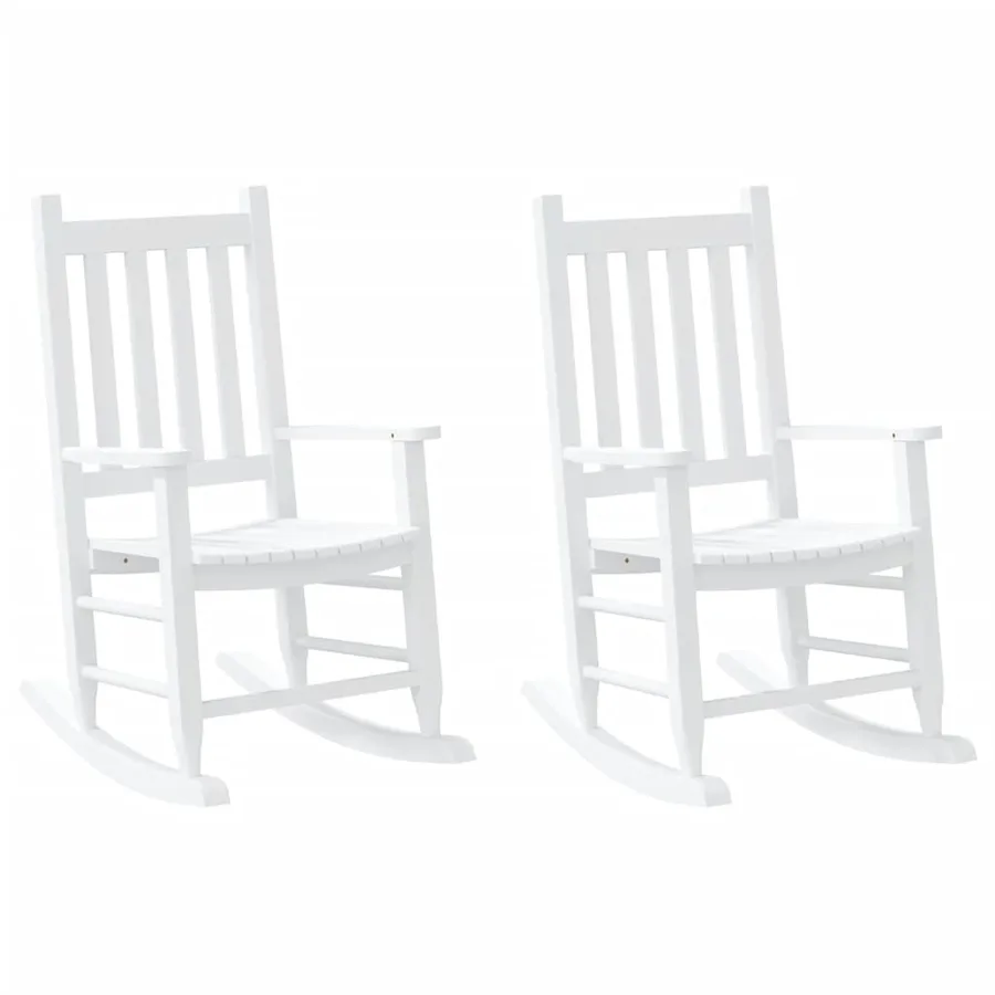 Chaises à bascule enfants lot de 2 blanc bois peuplier massif - 2