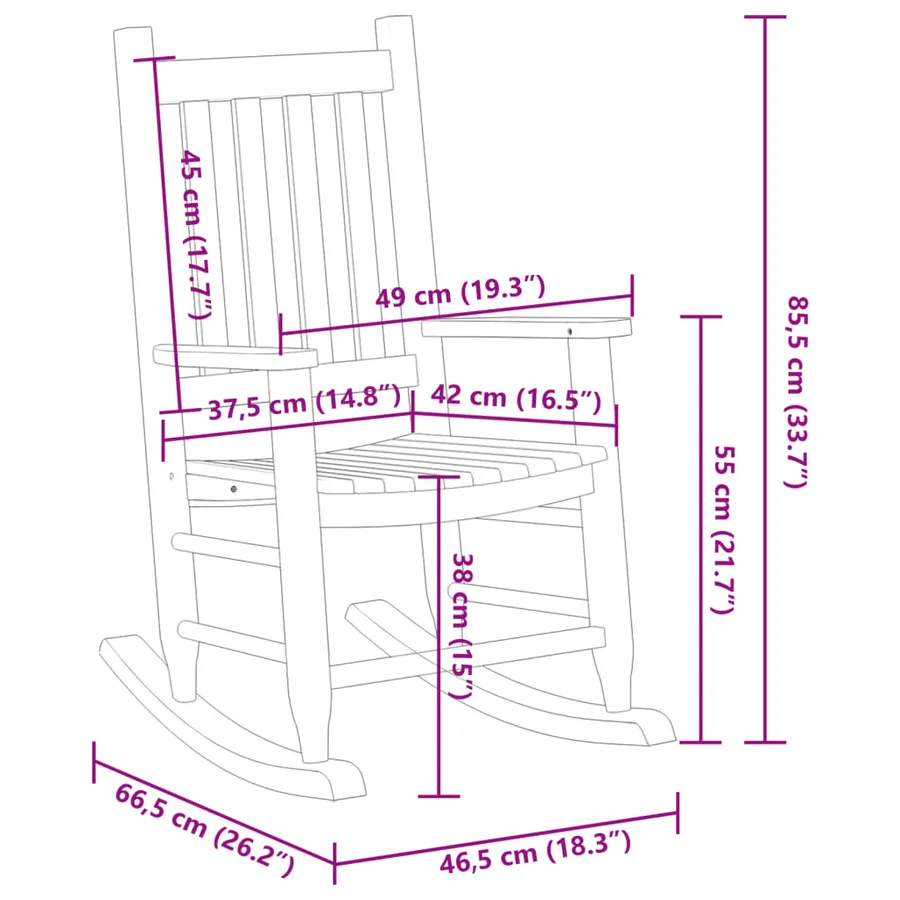Chaises à bascule enfants lot de 2 blanc bois peuplier massif - 8