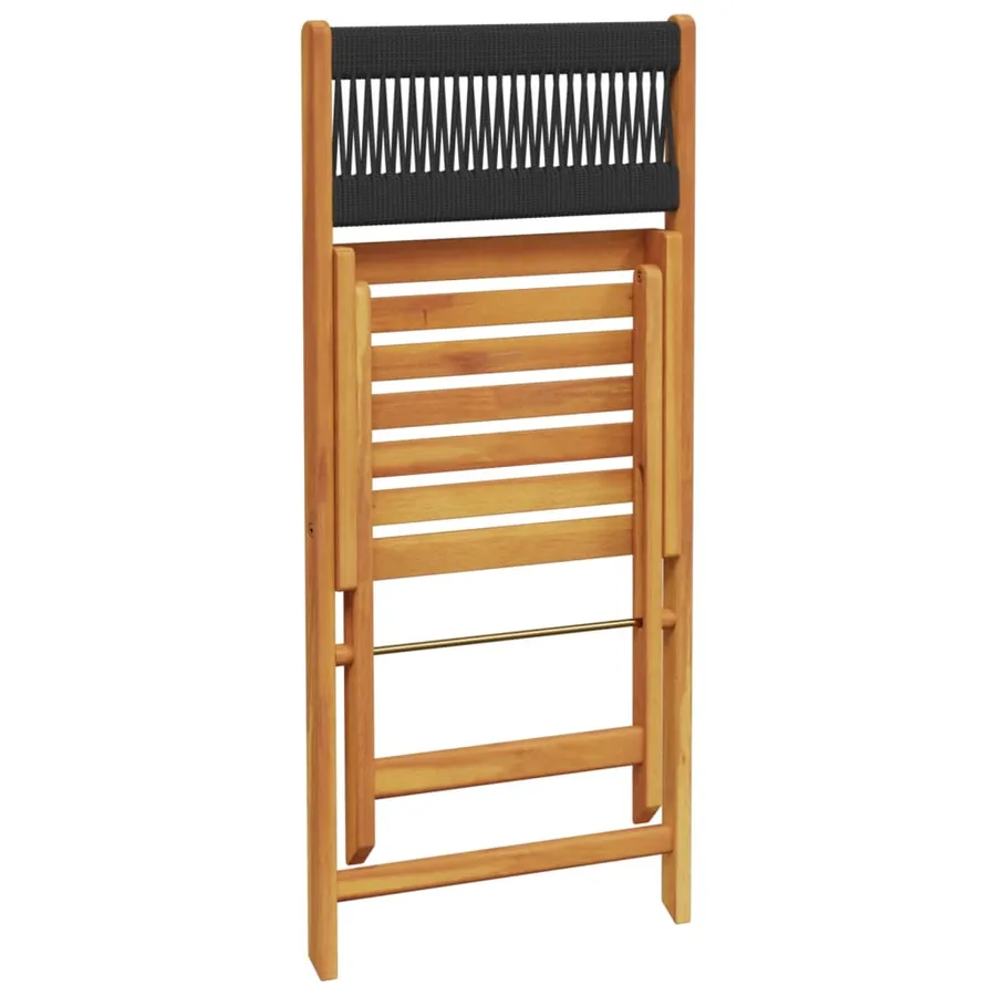 Chaises de jardin pliantes lot de 8 noir bois d'acacia massif - 7