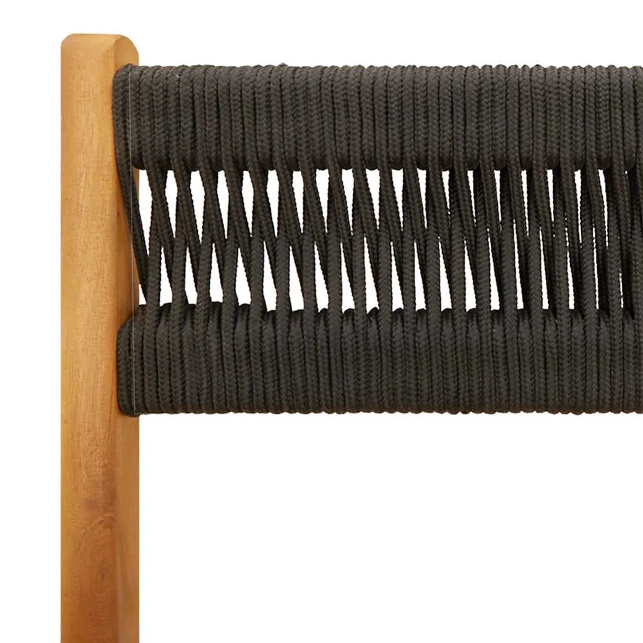 Ensemble à manger de jardin 5pcs noir polypropylène bois massif - 10