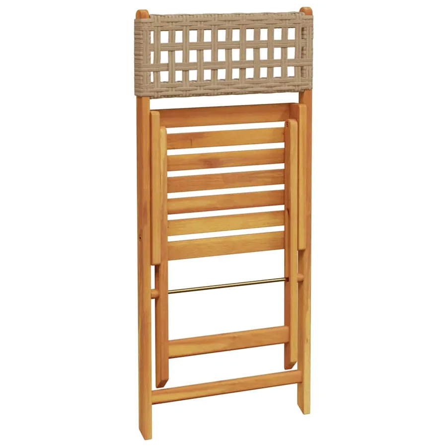 Chaises de jardin pliantes lot de 4 beige rotin et bois massif - 7