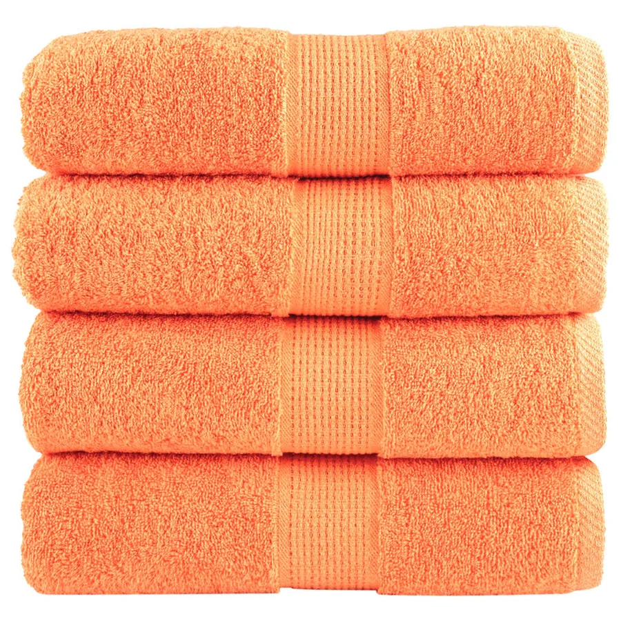 Serviettes de toilette premium SOLUND 4 pièces Orange 30 x 30 cm 600 g/m²