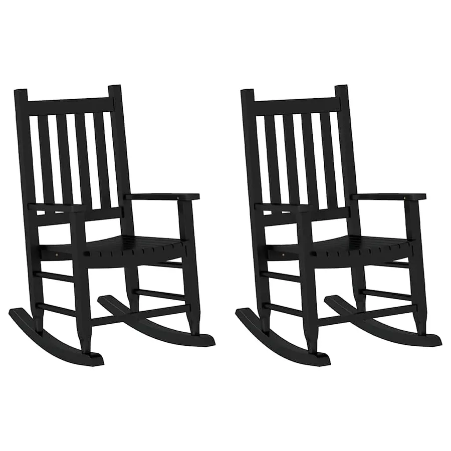Chaises à bascule enfants lot de 2 noir bois de peuplier massif - 2