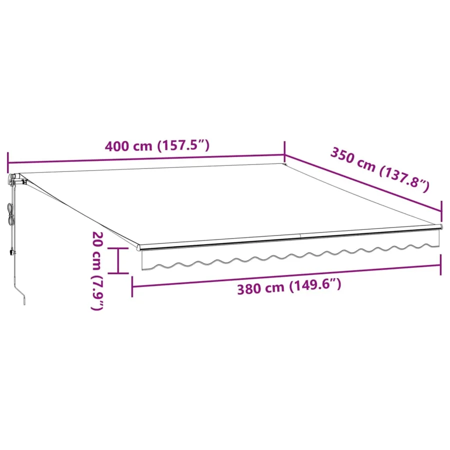 Auvent rétractable automatique anthracite et blanc 400x350 cm - 11