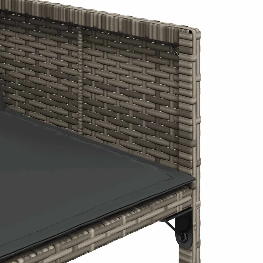 Ensemble à manger de jardin 15 pcs coussins gris résine tressée - 5