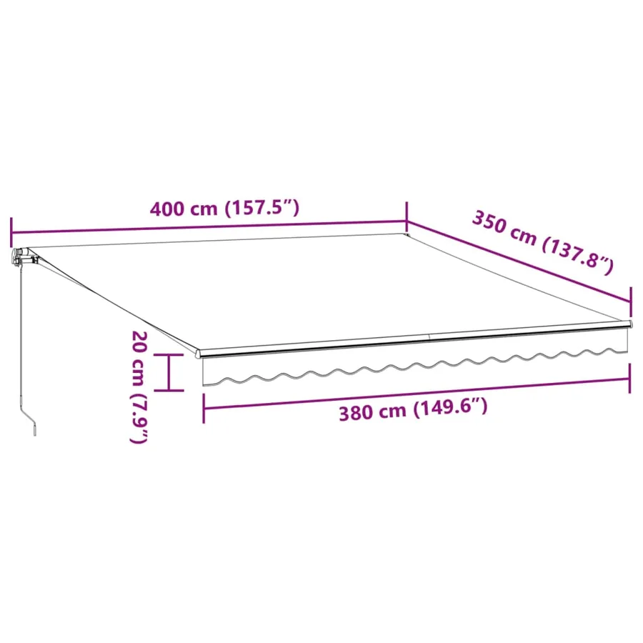 Auvent rétractable automatique avec LED bordeaux 400x350 cm - 13