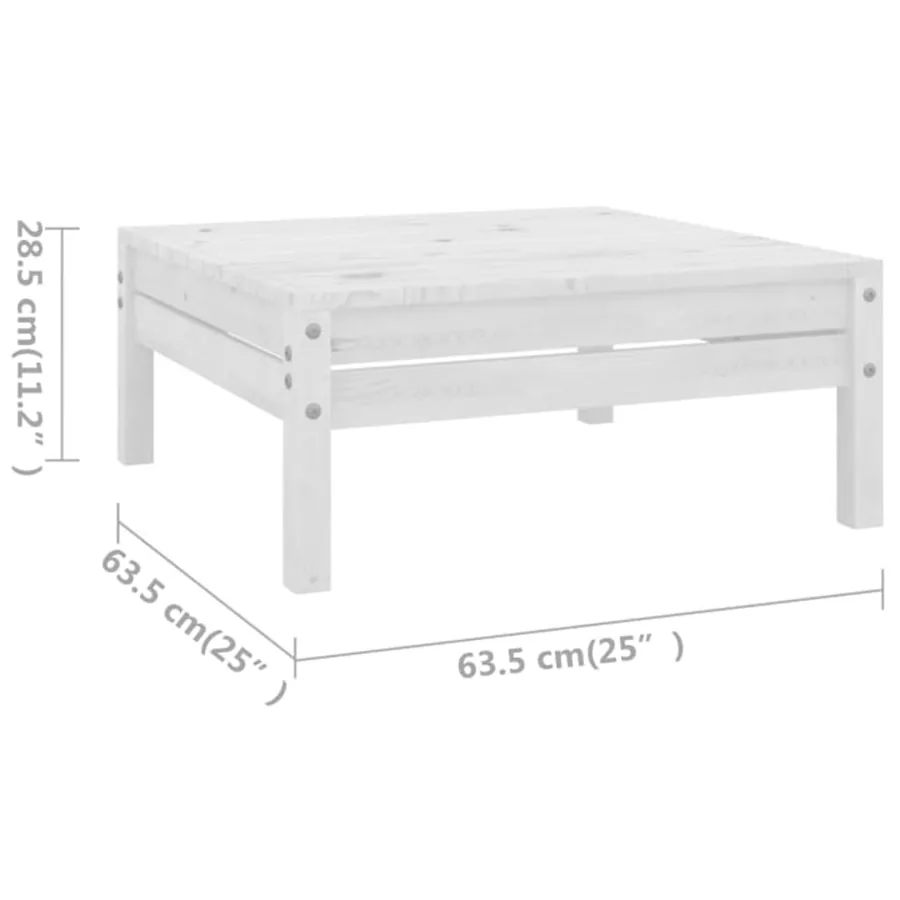 Salon de jardin 5 pcs Bois de pin massif Blanc - 7