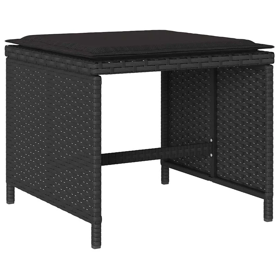 Ensemble à manger de jardin 11 pcs coussins noir résine tressée - 3