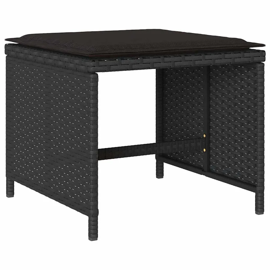 Ensemble à manger de jardin 15 pcs coussins noir résine tressée - 6