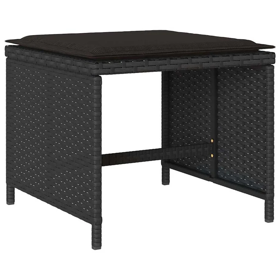 Ensemble à manger de jardin 15 pcs coussins noir résine tressée - 6