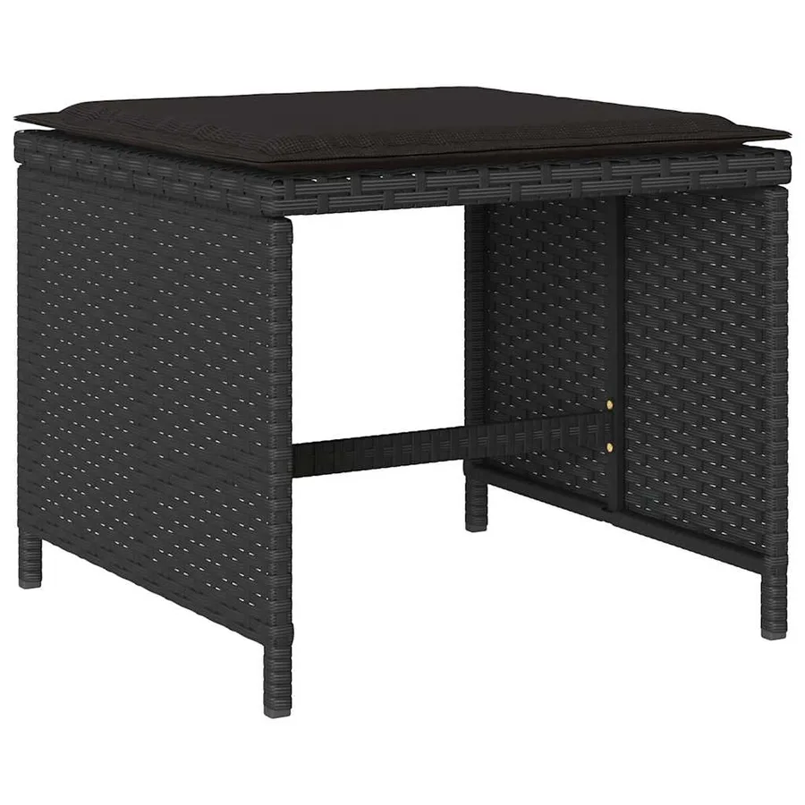 Ensemble à manger de jardin 17 pcs coussins noir résine tressée - 4