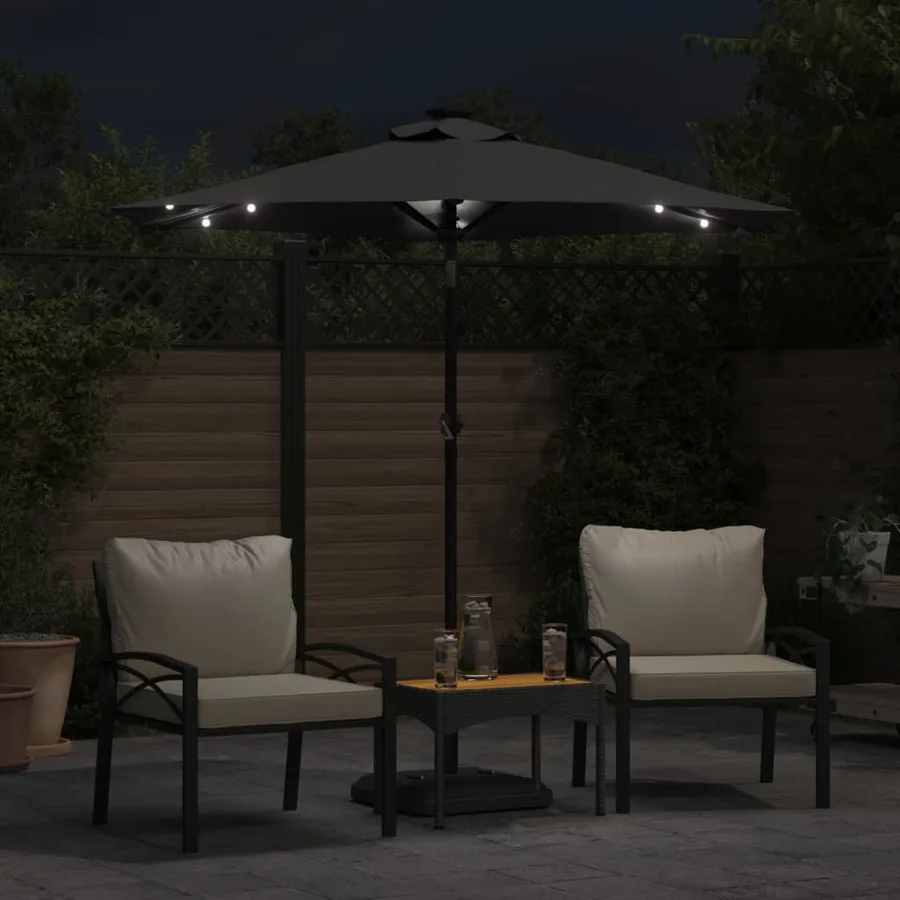 Parasol de jardin LED et mât en acier anthracite 225x225x212 cm - 3