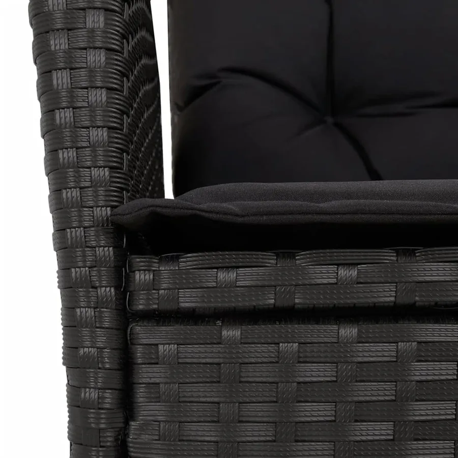 Ensemble à manger de jardin coussins 5pcs Noir Résine tressée - 6