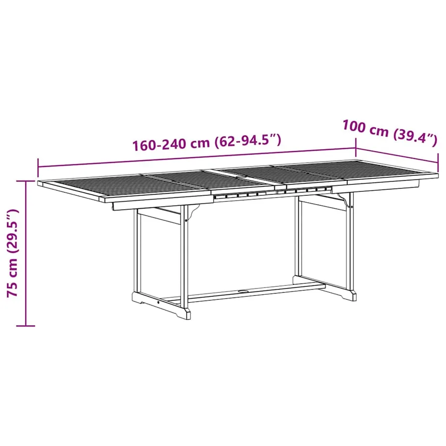Ensemble à manger de jardin 9pcs bois d'acacia solide textilène - 14
