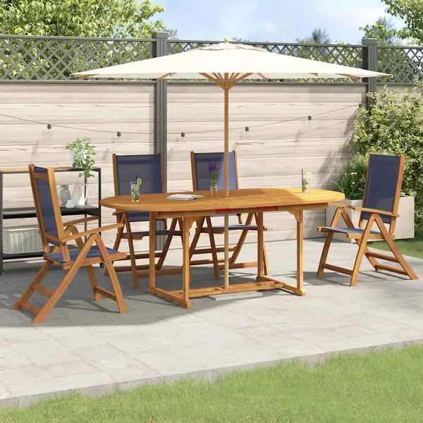 Ensemble à manger de jardin 5pcs bois d'acacia solide textilène