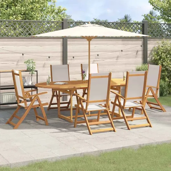 Ensemble à manger de jardin 9pcs bois d'acacia solide textilène