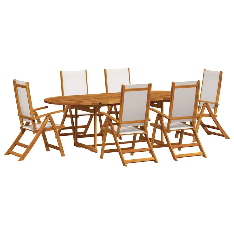 Ensemble à manger de jardin 9pcs bois d'acacia solide textilène - 2