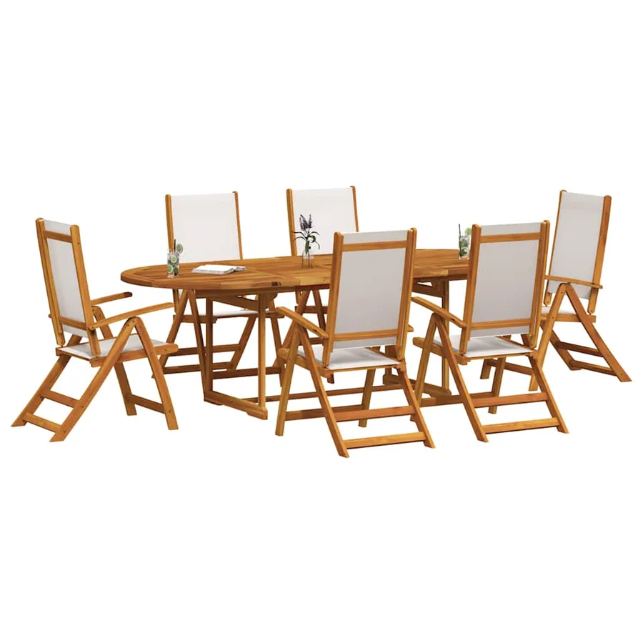 Ensemble à manger de jardin 9pcs bois d'acacia solide textilène - 6